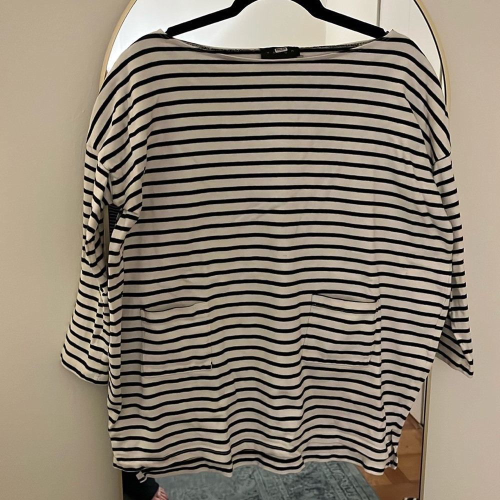HATCH Collection Long Sleeve Maternity Striped Bateau Top Size Large